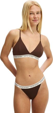 Cotton On Womens Branded Cotton Cross Over Bralette in French Roast at Nordstrom, Size Xx-Small