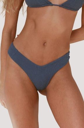 Stone Fox Swim Tucker Cheeky Bikini Bottoms in Vintage Indigo Ripple at Nordstrom, Size X-Small