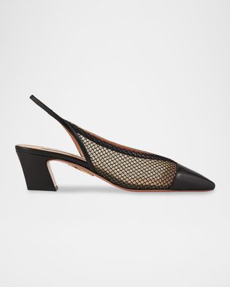 Aquazzura Margot Net Mesh Slingback Pumps