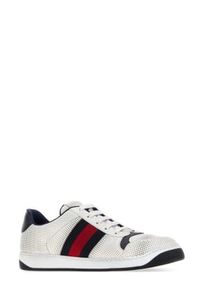 Gucci Mens White Leather Screener Sneakers Whblwhbrbgwgwb