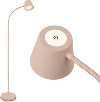 B.K.Licht Briloner Lampada Da Terra Led A Batteria Dimmerabile &Oslash;42x126,5 Cm 5,5w 500lm 2700k Bianco Caldo Autonomia 20 Ore Beige - Piantana Led Soggiorno Lampad