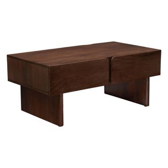 Atmosphera Mesa De Centro Rectangular Con 2 Cajones Y 2 Compartimentos Nyero, 60 X 109 Cm, Marr&oacute;n - Atmosphera Cr&eacute;ateur DInt&eacute;rieur