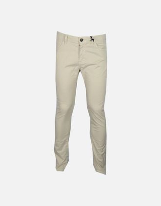 Just Cavalli Mens Cotton Slim Fit Beige Chino - Cream