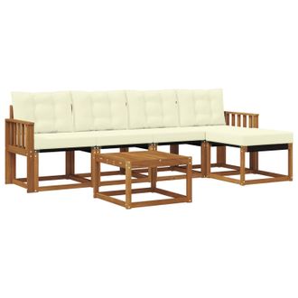 vidaXL Conjunto De Sof&aacute;s De Exterior Con Coj&iacute;n 6 Pcs Natural Y Crema Vidaxl