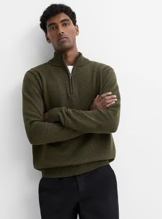 Le 31 Mens Minimalist zip-neck sweater