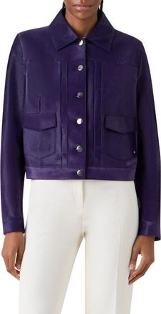 Akris Hilbert Suede Trucker Jacket in Purple at Nordstrom, Size 10