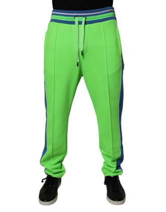 Dolce & Gabbana Mens Green Blue Jogger Sweatpants Pants Polyester Cotton Elastane
