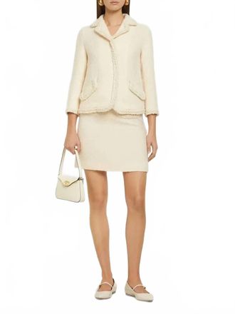 Giambattista Valli Pansies Boucle Jacket In Ivory