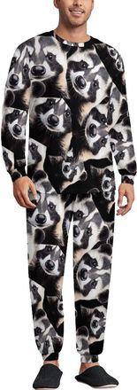 Generic Badger Mens Pajama Sets Elastic Waistband Sleepwear Crewneck Long Sleeve Loungewear XL