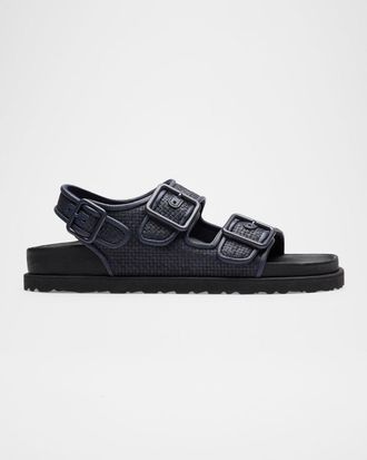 Birkenstock Milano Raffia Dual-Buckle Slingback Sandals