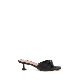 Amina Muaddi Black Silk Womens Sandals