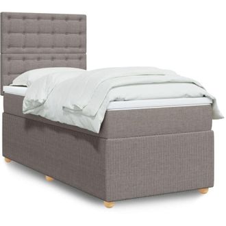 vidaXL Cama Box Spring Con Colch&oacute;n Tela Gris Taupe 90x200 Cm Vidaxl