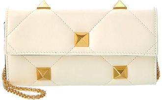Valentino Roman Stud Leather Wallet On Chain