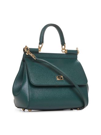 Dolce & Gabbana Womens Handbag Sicily Green Calf Leather Handbags Hand Bags