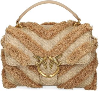 Pinko Borsa a spalla con frange e motivo chevron - Toni neutri
