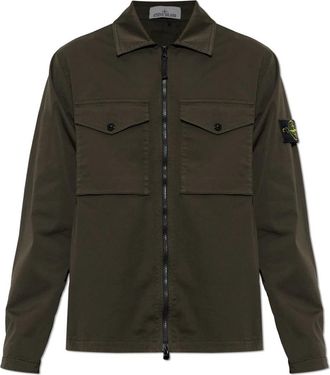 Stone Island Logo Shirt - Heren - Casual Overhemden - Bruin - XL - Overhemden