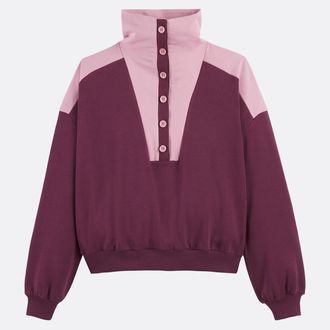 La Redoute Collections Sweatshirt met schipperskraag en knoopsluiting
