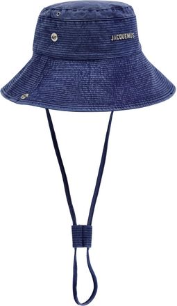 Jacquemus Le Bob De-n&icirc;mes Flocked Denim Bucket hat - Blue - 60 (UK 6 / XS)
