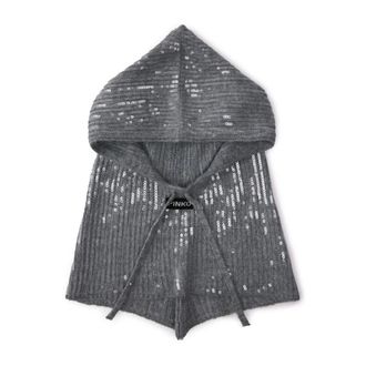 Pinko Balaclava met pailletten - Dames - Wintersjaals - Grijs - ONE Size - Pailletten - Accessoires
