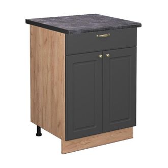 Vicco Mueble Bajo De Cocina Fame-line, Antracita-oro, 60 Cm Con Caj&oacute;n, Et Antracita Vicco