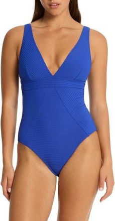 Sea Level Australia Panel Line Multifit One-Piece Swimsuit in Cobalt at Nordstrom, Size 10 Us