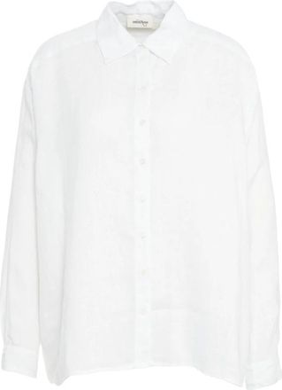 ottod'Ame Witte linnen blouse met Kent-kraag - Dames - Overhemden - Wit - 2XS - Linnen - Overhemden