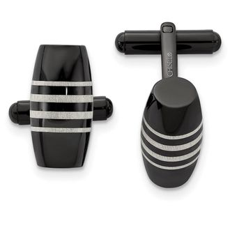 Diamond2Deal Stainless Steel Polished Black IP-plated Cufflinks