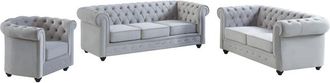 Vente-Unique Vente-unique - Divano 3+2+1 posti Velluto Grigio - chesterfield