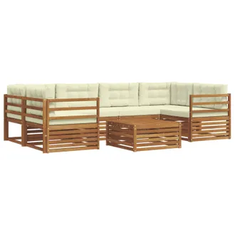 vidaXL Set Di Divani Da Esterno 7 Pz Naturale E Crema Vidaxl