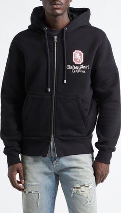 Amiri Chateau Logo Full Zip Fleece Hoodie in Black Archived at Nordstrom, Size Xxx-Large