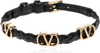 Valentino Garavani VLogo Signature Leren Armband - Dames - Armbanden - Zwart - ONE Size - Leer - Accessoires