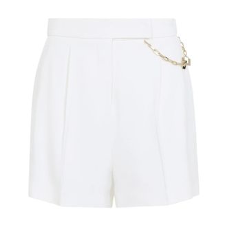 Elisabetta Franchi Casual Shorts, female, White, L, Gabardine Shorts with Jewel Logo