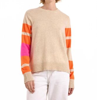 Brodie Irregular Shape Stripe Maya Crew Sweater In Cygnet