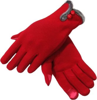 Generic Women Touch Screen Winter Gloves Fleece Thick Warm Comfy Soft Fur Lined Thermal Gloves (Red)
