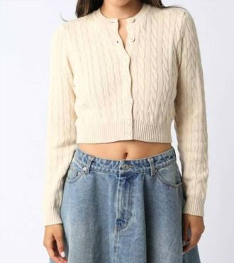 Olivaceous Sara Button Knit Top In Ecru