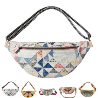 Generic Vintage-Inspired Patchwork Quilted Sling Bag, Patchwork Quilted Crossbody Bag, Bohemian Fabric Shoulder Satchel (E)