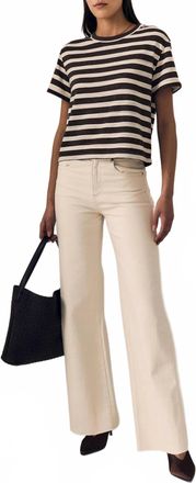 LE JEAN Column Fitted Cut Jeans In Bone