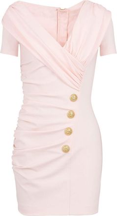 Balmain button-embossed fitted dress - women - Viscose/Polyamide/Elastane - 34 - Neutrals