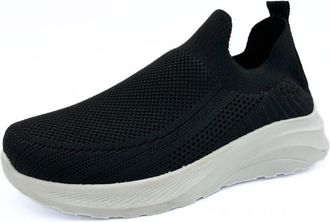 Generic Womens Krush Knit Trainers Memory Foam Comfort Gym Slip On Casual Shoes Knitted Sneakers (Black, UK Footwear Size System, Adult, Women, Numeric, Mediu