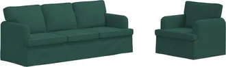 vidaXL Juego De Sof&aacute; 2 Uds. Verde Oscuro Tela Vidaxl
