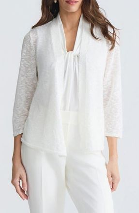 Kasper Open Front Slub Cardigan in Vanilla Ice at Nordstrom, Size X-Large