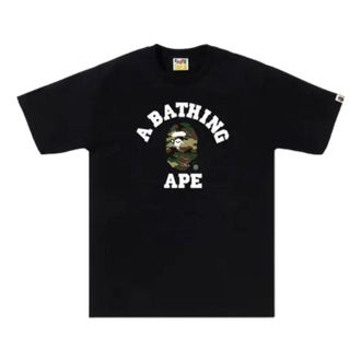A Bathing Ape Woodland Camo College T-Shirt Black Green 1M30110031-BLACK-GREEN