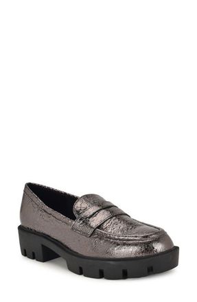 Nine West Maibel Platform Penny Loafer in Pewter 060 at Nordstrom, Size 10.5