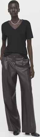 Mango Maglietta cotone collo a V nero - Donna - XXS - MANGO