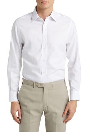CHARLES TYRWHITT Slim Fit Non-Iron Solid Royal Oxford Dress Shirt in White at Nordstrom, Size 16 X 33