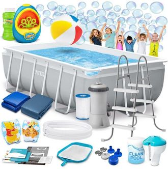 OEM Piscina De Jard&iacute;n Con Estructura 300 X 175 X 80 Cm 18 En 1 Intex 26784 + M&aacute;quina De Burbujas Gratis