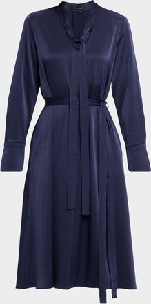 Kobi Halperin Bambi Belted Tie-neck Satin Crepe Midi Dress