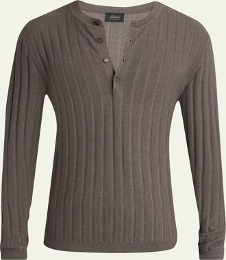 Brioni Mens Cashmere/Silk Henley Sweater