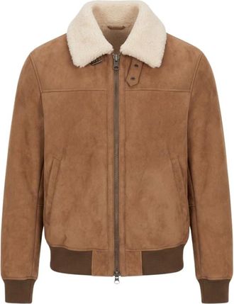 STEWART Jassen, Heren, Bruin, 2Xl, Leer, Sean Shearling Jas