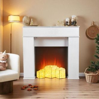 OEM Mueble Chimenea - Consola Decorativa - Dise&ntilde;o Moderno - 107x19x100 Cm - Blanco Puro